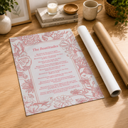 Sermon On The Mount Christian Wall Art, Pink Floral Beatitudes Poster - Format: Rolled Canvas