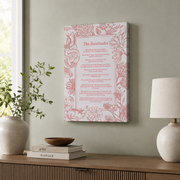 Sermon On The Mount Christian Wall Art, Pink Floral Beatitudes Poster - Format: Stretched Canvas