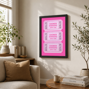 Shower Karaoke Bathroom Wall Art Funny Retro Ticket Poster Colorful Trendy Bathroom Decor - Format: Black Framed Poster