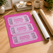 Shower Karaoke Bathroom Wall Art Funny Retro Ticket Poster Colorful Trendy Bathroom Decor - Format: Rolled Canvas