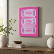 Shower Karaoke Bathroom Wall Art Funny Retro Ticket Poster Colorful Trendy Bathroom Decor - Format: Stretched Canvas