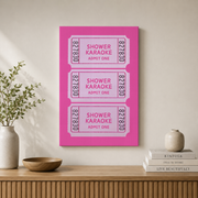 Shower Karaoke Bathroom Wall Art Funny Retro Ticket Poster Colorful Trendy Bathroom Decor - Format: Stretched Canvas