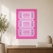 Shower Karaoke Bathroom Wall Art Funny Retro Ticket Poster Colorful Trendy Bathroom Decor - Format: Unframed Paper Poster