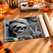 Skeleton Bathroom Wall Art Skeleton Shower Print Halloween Spa Decor Funny Poster - Format: Rolled Canvas