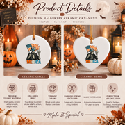 Skeleton Patriotic Ornament with Flag Inspired Design Ceramic Ornament - Material: Heart Ceramic Ornament