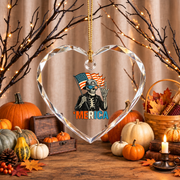 Skeleton Patriotic Ornament with Flag Inspired Design Glass Ornament - Material: Heart Glass Ornament