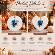 Skull Skeleton Patriotic Ornament with Freedom Theme Design Glass Ornament - Material: Heart Ceramic Ornament