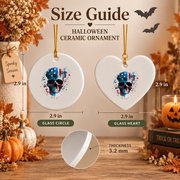 Skull Skeleton Patriotic Ornament with Freedom Theme Design Glass Ornament - Material: Heart Ceramic Ornament