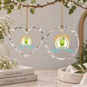 Small Fluffy Green Cheek Conure Bird Glass Ornament - Material: Heart Glass Ornament