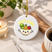 Soup Gang Cute Cooking Gift Vegetable Lover Kitchen Decor Glass Ornament - Material: Circle Ceramic Ornament