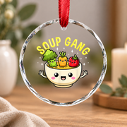 Soup Gang Cute Cooking Gift Vegetable Lover Kitchen Decor Glass Ornament - Material: Circle Glass Ornament