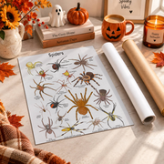 Spider Educational Poster Halloween Classroom Decor Spider Identification Wall Art Print - Format: Rolled Canvas