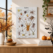Spider Educational Poster Halloween Classroom Decor Spider Identification Wall Art Print - Format: Stretched Canvas