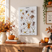 Spider Educational Poster Halloween Classroom Decor Spider Identification Wall Art Print - Format: Stretched Canvas