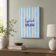 Splish Splash Bathroom Wall Art Striped Bathtub Poster Cute Bathroom Decor - Format: Stretched Canvas