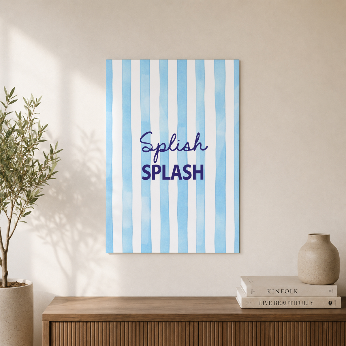 Splish Splash Bathroom Wall Art Striped Bathtub Poster Cute Bathroom Decor - Format: Unframed Paper Poster