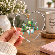St Patrick Dental Squad Tooth Dabbing Holiday Gift Glass Ornament - Material: Heart Glass Ornament