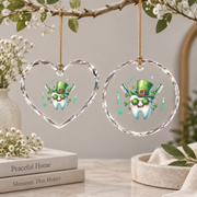 St Patrick Dental Squad Tooth Dabbing Holiday Gift Glass Ornament - Material: Heart Glass Ornament