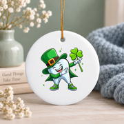 St Patrick Dental Squad Tooth Holiday Gift Decoration Glass Ornament - Material: Circle Ceramic Ornament