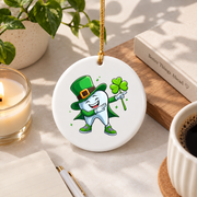 St Patrick Dental Squad Tooth Holiday Gift Decoration Glass Ornament - Material: Circle Ceramic Ornament
