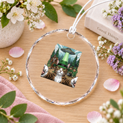 St Patrick's Bigfoot Leprechaun Cat UFO Funny Glass Ornament - Material: Circle Glass Ornament