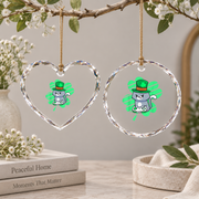 St Patrick's Gamer Cat Leprechaun Glass Ornament - Material: Heart Glass Ornament