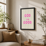 Striped Christian Wall Art Set, Preppy Bible Verse Decor - Format: Black Framed Poster
