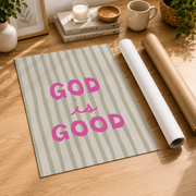 Striped Christian Wall Art Set, Preppy Bible Verse Decor - Format: Rolled Canvas