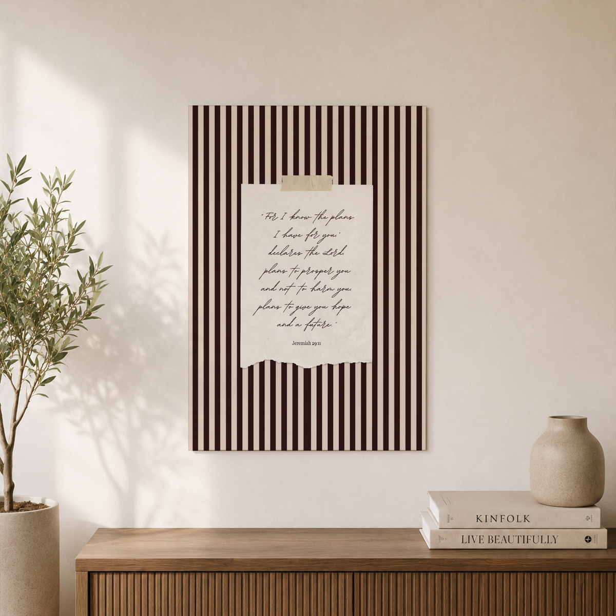 Striped Jeremiah Christian Wall Art Duo, Vintage Nursery Scripture Prints - Format: Unframed Paper Poster