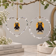 Superhero Cat Catman Funny Black Cat Glass Ornament - Material: Heart Glass Ornament