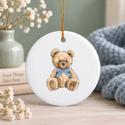 Teddy Bear Coquette Aesthetic Cute Gift For Girls Teens Glass Ornament - Material: Circle Ceramic Ornament