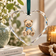 Teddy Bear Coquette Aesthetic Cute Gift For Girls Teens Glass Ornament - Material: Heart Glass Ornament