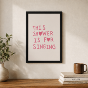 This Shower Is For Singing Wall Art Cute Bathroom Poster Minimalist Heart Girly Funny Decor - Format: Black Framed Poster