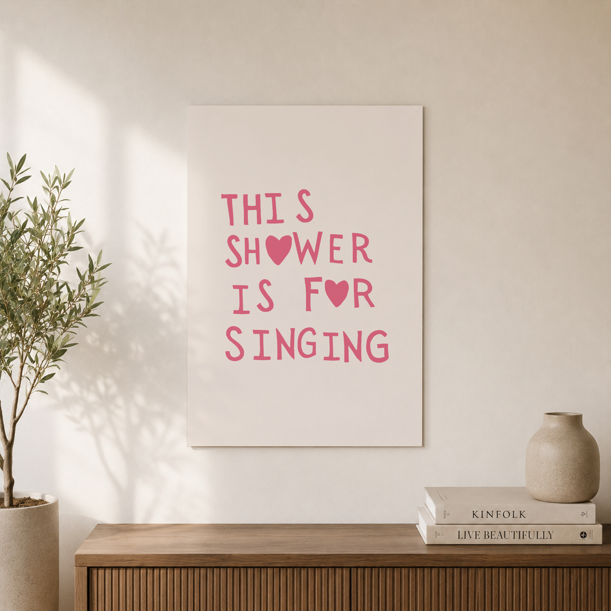 This Shower Is For Singing Wall Art Cute Bathroom Poster Minimalist Heart Girly Funny Decor - Format: Unframed Paper Poster