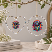 Tie Dye Alien Peace Sign Hippie Glass Ornament - Material: Heart Glass Ornament