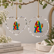 Tie Dye Basset Hound Hippie Animal Glass Ornament - Material: Heart Glass Ornament