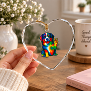 Tie Dye Bernese Mountain Dog Hippie Glass Ornament - Material: Heart Glass Ornament