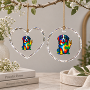 Tie Dye Bernese Mountain Dog Hippie Glass Ornament - Material: Heart Glass Ornament