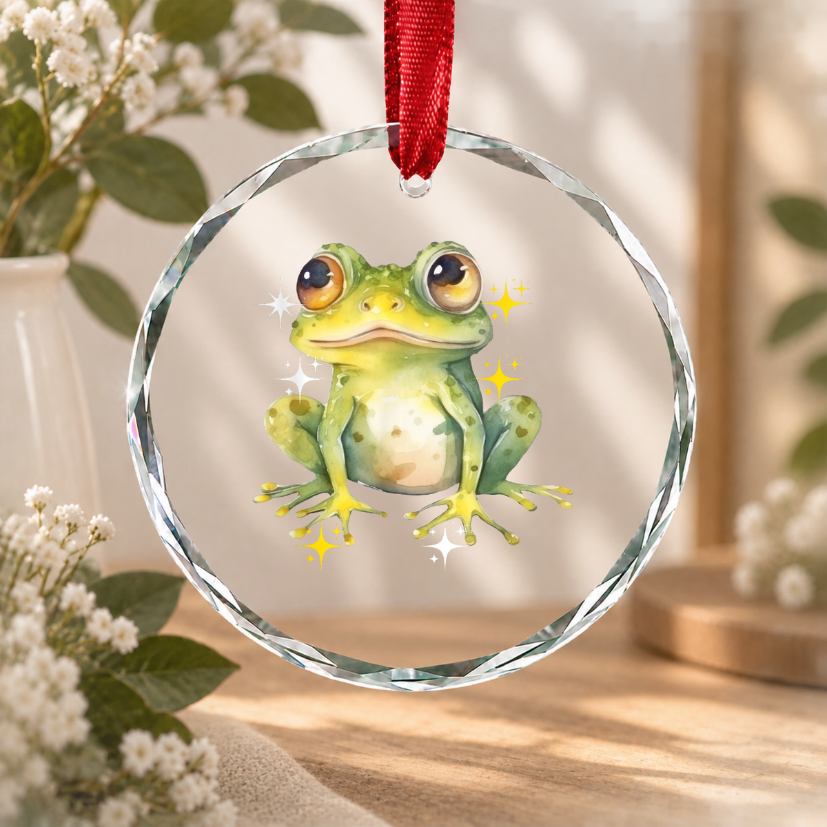 Tie Dye Frog Lover Colorful Animal Glass Ornament - Material: Circle Glass Ornament