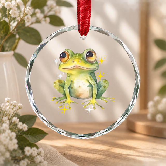 Tie Dye Frog Lover Colorful Animal Glass Ornament - Material: Circle Glass Ornament