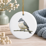 Tiny Puffed Songbird Realistic Bird Glass Ornament - Material: Circle Ceramic Ornament