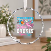 Touchdown Or Tutus Gender Reveal Baby Ceramic Ornament - Material: Circle Glass Ornament