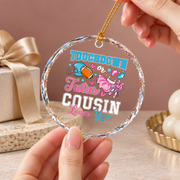 Touchdown Or Tutus Gender Reveal Baby Ceramic Ornament - Material: Circle Glass Ornament
