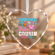 Touchdown Or Tutus Gender Reveal Baby Ceramic Ornament - Material: Heart Glass Ornament