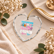 Touchdown Or Tutus Gender Reveal Baby Ceramic Ornament - Material: Heart Glass Ornament