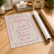 Trendy Christian Print Psalm 16:11 Girly Pink Striped Bible Verse Preppy Artwork Girl Nursery Gift - Format: Rolled Canvas