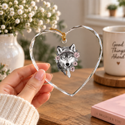 Tribal Wolf Feather Boho Nature Glass Ornament - Material: Heart Glass Ornament