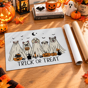 Trick Or Treat Halloween Puppy Ghost Print Cute Fall Wall Art Home Decor Poster - Format: Rolled Canvas