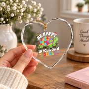 Turtle Autism Awareness Be Happy In Your Own Shell Glass Ornament - Material: Heart Glass Ornament