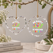 Turtle Autism Awareness Be Happy In Your Own Shell Glass Ornament - Material: Heart Glass Ornament